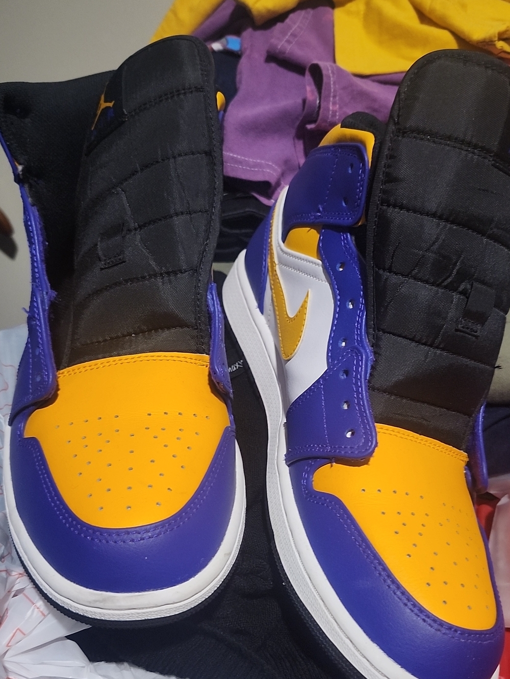 Nike Air Jordan 1 Mid Purple/Yellow/White - Picture 3 of 3